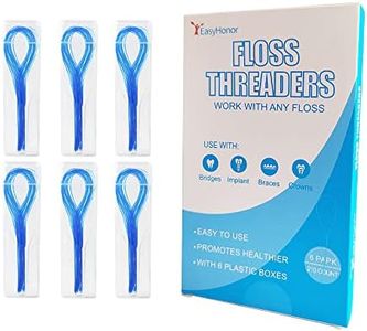 EasyHonor Dental Floss Threaders for Braces, Bridges, and Implants ,210 Count (Pack of 6)