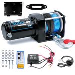 3000 lb Electric Winch, 12V DC ATV/UTV Trailer Boat Winch Kit for Towing Off Road, Synthetic Rope Aluminum Hawse Fairlead Remote Control
