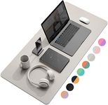 YSAGi Desk Mat, Mouse Pad,Waterproof Desk Pad,Large Mouse pad for Desk, Leather Desk Pad Large for Keyboard and Mouse,Dual-Sided Mouse Mat for Office and Home (31.5" x 15.7", Grey)