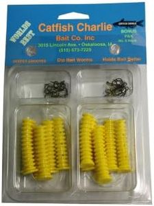 Catfish Charlies DBH-12-06 Dip Bait Worms-Pack of 12, Yellow