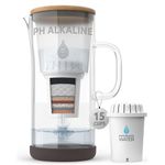 pH Restore Glass Alkaline Water Pitcher - Long Lasting Water Filter Pitcher with Multi-Stage Filtration System - Glass Water Ionizer Jug for High pH, Pure Drinking Water - 3.5 L / 118 Oz - White