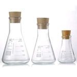 Rngeo Glass Erlenmeyer Flask Set, (250 ml, 150 ml & 50 ml) Graduated Borosilicate Glass Erlenmeyer Flasks with Rubber Stoppers & Accurate Scales for Lab, Experiment, Chemistry, Science Studies etc