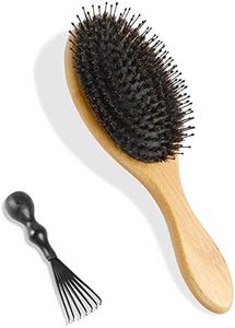 ANGNYA Spazzola con Setole di Cinghiale con Manico in Bambù,Spazzola per Capelli Professionale e Pettine Capelli a Coda di Metallo Massaggiare il Cuoio Capelluto…
