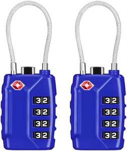 TSA Approved Luggage Locks,4-Digit Security Suitcase Locks,Combination Padlock for Suitcases Flexible Cable Travel Lock (Blue+Blue)