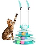 LALAKATS Interactive Cat Toy Cat Toys for Indoor Cats Kitten Toys Cat Puzzle Toy Cat Ball Toy with 2 Cat Teasers Green