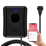 Masterplug EVCM3ST7B-MP Tethered 5 Metre, Type 2, Smart EV Wall Charger, Mode 3, 7.4KW, Electric Vehicle Charger, Black