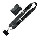 Clip and Go Strap for Phone with Wallet Crossbody, Phone Strap with Zippered Pouch, Adjustable Phone Strap with Wallet (Black)