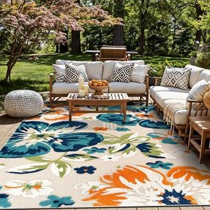 Rugshop Multi Bergamo Floral Indoor/Outdoor Area Rug Machine Washable for Backyard, Deck and Outdoor Lounge, 12' x 15'