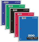 TOPS 5-Subject Wirebound Notebook, College Rule, 8.5 x 11 Inches, White, 200 Sheets per Book, Color Cover May Vary (65581)