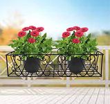 D&V ENGINEERING - Creative in innovation Metal Railings Pot Stand/Flower Plant Display Stand for Multiple Plants Balcony (Fixed Hanger - Black)