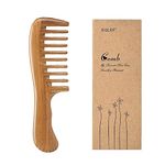 EQLEF Green Sandalwood Comb, Wooden Wide Tooth Comb for Curls No Static Handmade Hair Comb Quality Wooden Curls Comb for Women (Wide-Tooth Comb)