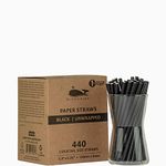 Blowholes Cocktail Size Eco-Friendly, Compostable, Long-lasting Paper Straws 440 Count - Black