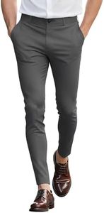 GINGTTO Mens Skinny Chinos Pants Stretch Slim Fit Dress Pants for Men Dark Grey 30