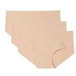 WANDER Womens Seamless Underwear 3 Pack Invisible Silky Breathable Briefs Stretch Hipster Panties Ladies Bikini Knicker Nude