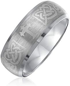 Personalizzato Unisex Coppie Irlandese Vichingo Celtico Infinity Inciso Irlandese Nodo Celtico Maltase Croce Anelli Di Nozze In Titanio Largo Per Uomini Donne Opaco Tono Argento 8 Mm Personalizzabile