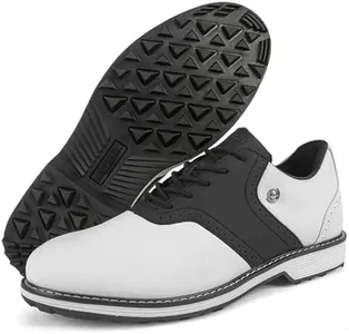 Zakey Golf Shoes Men Professional Spikeless Golf Shoes Comfortable Walking Footwears for Golfers (8.5,WhiteBlack)