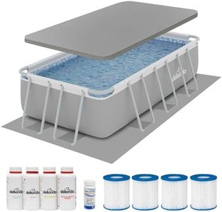 Dellonda 13ft Deluxe Steel Frame Swimming Pool Rectangular with Accessories - DL139