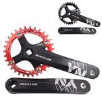 BUCKLOS MTB Mountain Bike Single Speed Square Taper Crankset -170mm Cranksets Bicycle Crank Set with 104BCD 32/34/36/38/40/42T Round/Oval Chainring Fit for Ebike/Commuter Bike