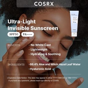 COSRX Ultra-Light Invisible Sunscreen SPF 50 PA++++ – Hydrating Korean Sun Cream, 50mL