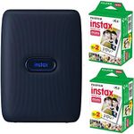 Fujifilm Instax Mini Link Smartphone Printer (Dark Denim) + Fuji Instax Mini Film (40 Sheets) - Instax Mini Printer Bundle