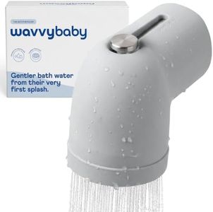 WavvyBaby Bathtub Filter & Spout Cover | Reduces Chlorine & Impurities for Baby Skin | Rapid Flow Water Filter | Fits Standard Tub Faucets | Mist Grey