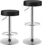 Giantex 2 Pack Bar Stools, Pub Swivel Barstool Height Adjustable, Armless Counter Height Bar Chairs w/PU Leather, 360° Rotation, Modern Sleek Style Kitchen Counter Stools, Dining Chairs (2, Black)