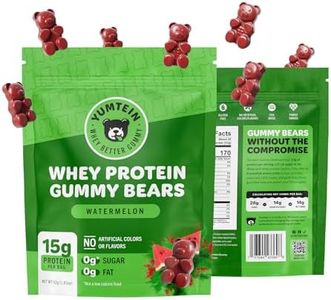 Yumtein Protein Gummy Bears - 15g Complete Protein, 0g Sugar, 0g Fat - Halal Beef Gelatin - Natural Colors - 170 Cal (12-Pack, Watermelon)