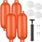 Colinktool Boat Fenders,8.5 x 27 Inches Twin Eyes Ribbed Boat Fenders Bumpers, Boat Bumpers Pack of 4 with Lines and Pump to Inflate for Docking -Orange