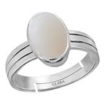 Clara Opal 4.8cts or 5.25ratti Stone Silver Adjustable Ring for Women