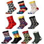 FRIUSATE 10 pairs Colourful Socks Mens, 6-11 Cotton Socks Novelty Funny Casual Socks for Men