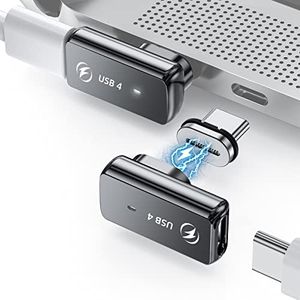 DuHeSin USB C Magnetic Adapter, (2 Pack) 90 Degree Magnetic USB C Adapter 24 Pins with PD 140w Fast Charging USB4 40Gbps 8K 60Hz for Thunderbolt 3/4, MacBook Pro/Air and More Type C Devices