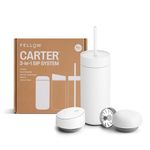 Fellow 16 oz Carter Bundle (3 in 1) Travel Mug with Slide-Lock, Move & Cold Lids with Straw - to-Go Coffee Tumbler, Ceramic Interior & Vacuum-Insulated Stainless Steel - Coffee Cups-Matte White