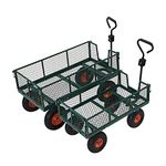 Heavy Duty 700KG Green Garden Trolley Mesh Cart Wagon Dump Wheelbarrow Tipper Truck 4Wheel,L121*D61cm