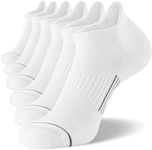 FITRELL 6 Pack Men's Ankle Running Socks Low Cut Cushioned Athletic Sports Socks, Shoe Size 9-12, White+Gray