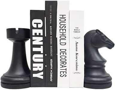 JSYS Bookends Universal Economy Decorative Bookends Heavy Book Ends Supports for Books 6.7x4.1x3.5inch Black1Pair/2Piece (Chess Piece Bookends)