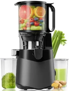 Cold Press Juicer, 5.3" Extra Large Feed Chute Fit Whole Fruits & Vegetables, 350W Slow Masticating Juicer Machines, Easy to Clean, High Juice Yield（Grey）