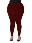INDIAN FLOWER Women's Plus Size Ankle Length Leggings Pant (5XL, Maroon)