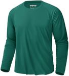 KEFITEVD Swim Shirts for Men Long Sleeve Shirts UPF 50+ Sun Protection Shirts Dry Fit Moisture Wicking T-Shirts for Workout Camping Beach Emerald Green