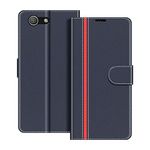 COODIO Phone Case For Sony Xperia Z3 Compact, Magnetic Flip Leather Case For Sony Xperia Z3 Compact Wallet Case, Dark Blue/Red