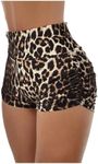RoseSeek Women's High Waisted Cheetah Leopard Mini Shorts Y2K Ruched Biker Shorts Casual Leggings Brown Small