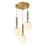 KCO Lighting 3-Lighs Cluster Pendant Lighting Mid Century Gold Globe Pendant Light Large Milk White Glass Chandelier Modern Kitchen Pendant Lighting for Living Room Dining Room