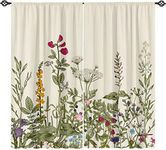 WNOOHIY Botanical Curtains Green Leaf Plant Floral Jungle Curtains 84 Inches Long for Living Room Bedroom Cute Colorful Flower Vintage Farmhouse Light Filtering Curtains,2 Panels Set(84" Lx42 W)