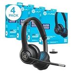 JLab Go Work 2nd Gen Wireless Headsets with Microphone - 55+H Bluetooth Computer Headset or USB C Dongle, Multipoint Connect, On Ear Wired or Wireless Office PC Laptop Headphones with Mic, 4 Pack