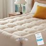 BEDLORE Queen Mattress Topper Viscose Derived from Bamboo, Thick Pillow Top Mattress Pad with Stretchable Pockets for 6-18 inches Mattress, Soft Mattress Topper for Back Pain Relief(Beige)