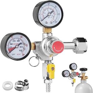 VEVOR Double Gauge Regulator, CO2 Regulator Gauge with 0-60PSI, Heavy Duty CO2 Gauge Gas System, Draft Beer Regulator with Check Valve, Adjustable Pressure Regulator for Draft Beer Homebrew, CGA320