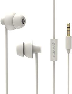 MAXROCK (TM) Unique Total Soft Silicon Sleeping Headphones Earplugs Earbuds with Mic for Cellphones,Tablets and 3.5 mm Jack Plug (White)