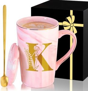 Personalized Ceramic Coffee Mug with Lid Tea Cup Mother Day Gifts Best Mama Mom Ever from Daughter Son Christmas Valentines Birthday Groom Bride Mother In Law Personalized Special Present,K