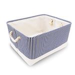 Mangata Decorative Storage Boxes for Girls/Boys丨 Storage Baskets for Clothes, Toys (Medium, Blue Stripe)