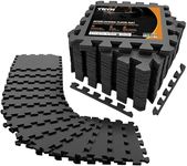 18Pc Interlocking Soft Foam Floor Mat - Exercise EVA Puzzle Tiles, Protective Gym Flooring, Ground Surface Protection, Workout Underlay Matting Sports Pool Home Fitness Garage Gymnastic (Black)