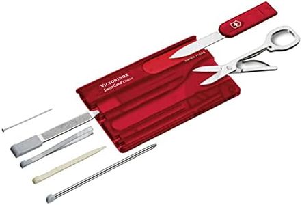 Victorinox Swiss Card Classic Swiss Army Knife, 10 Functions, Swiss Made Pocket Knife with Scissors and Pressurized Ballpoint Pen - Ruby